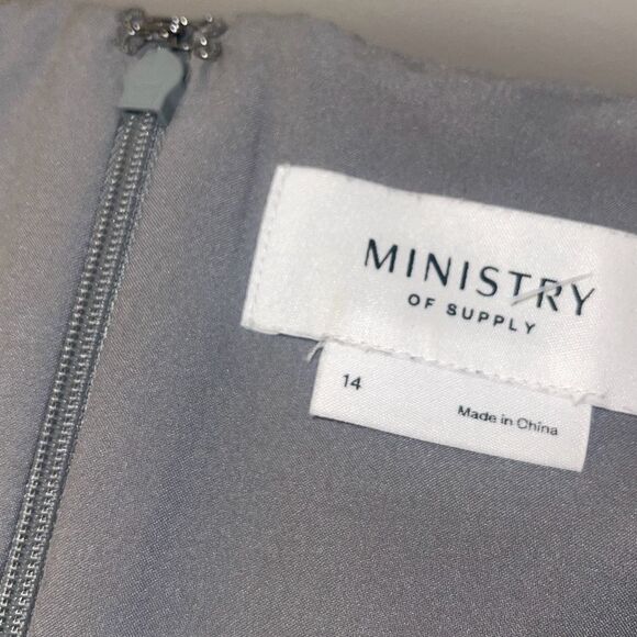 Ministry Of Supply Kinetic Sleeveless V Neck Side Slit Shift Dress Gray Size 14 - Picture 8 of 12